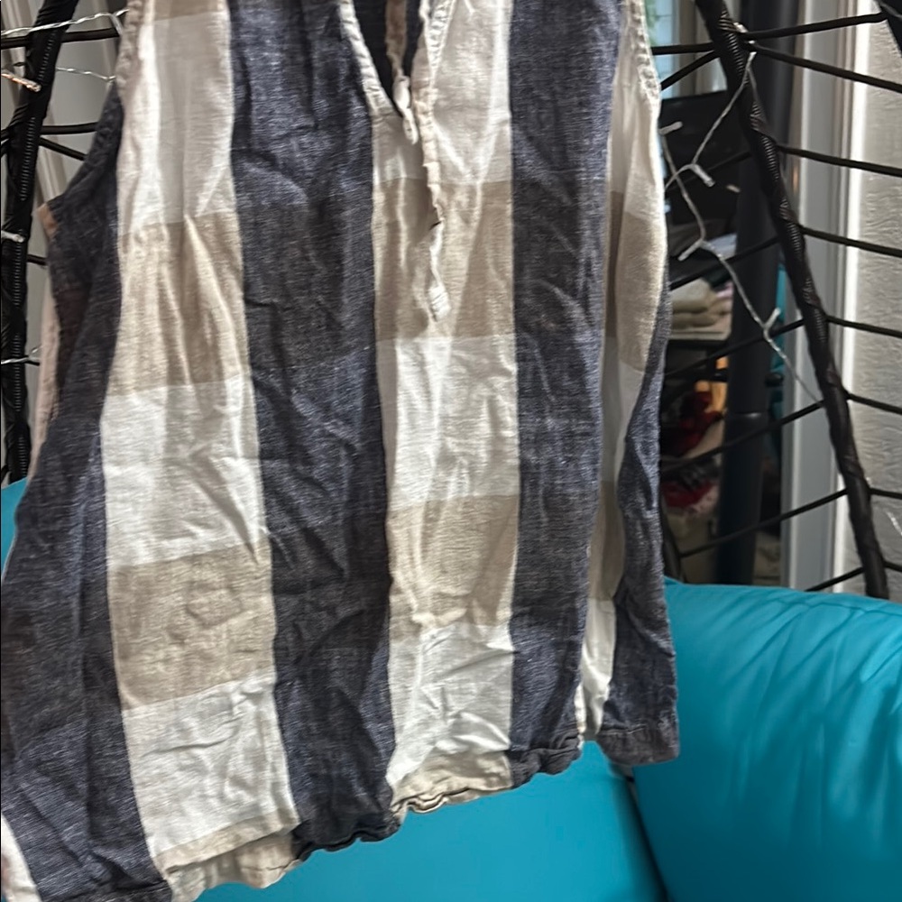 Striped Sleeveless Top in Blue and Tan